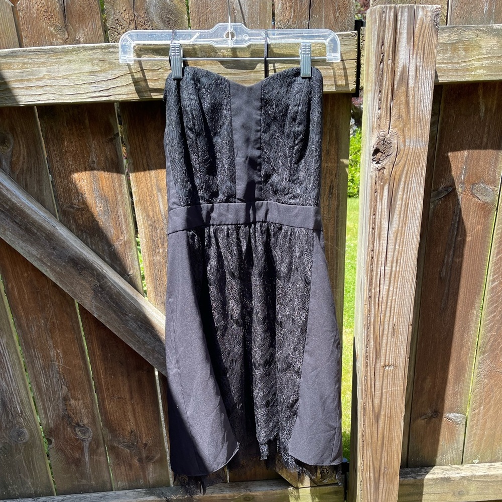 Madewell Broadway & Broome strapless black lace dress